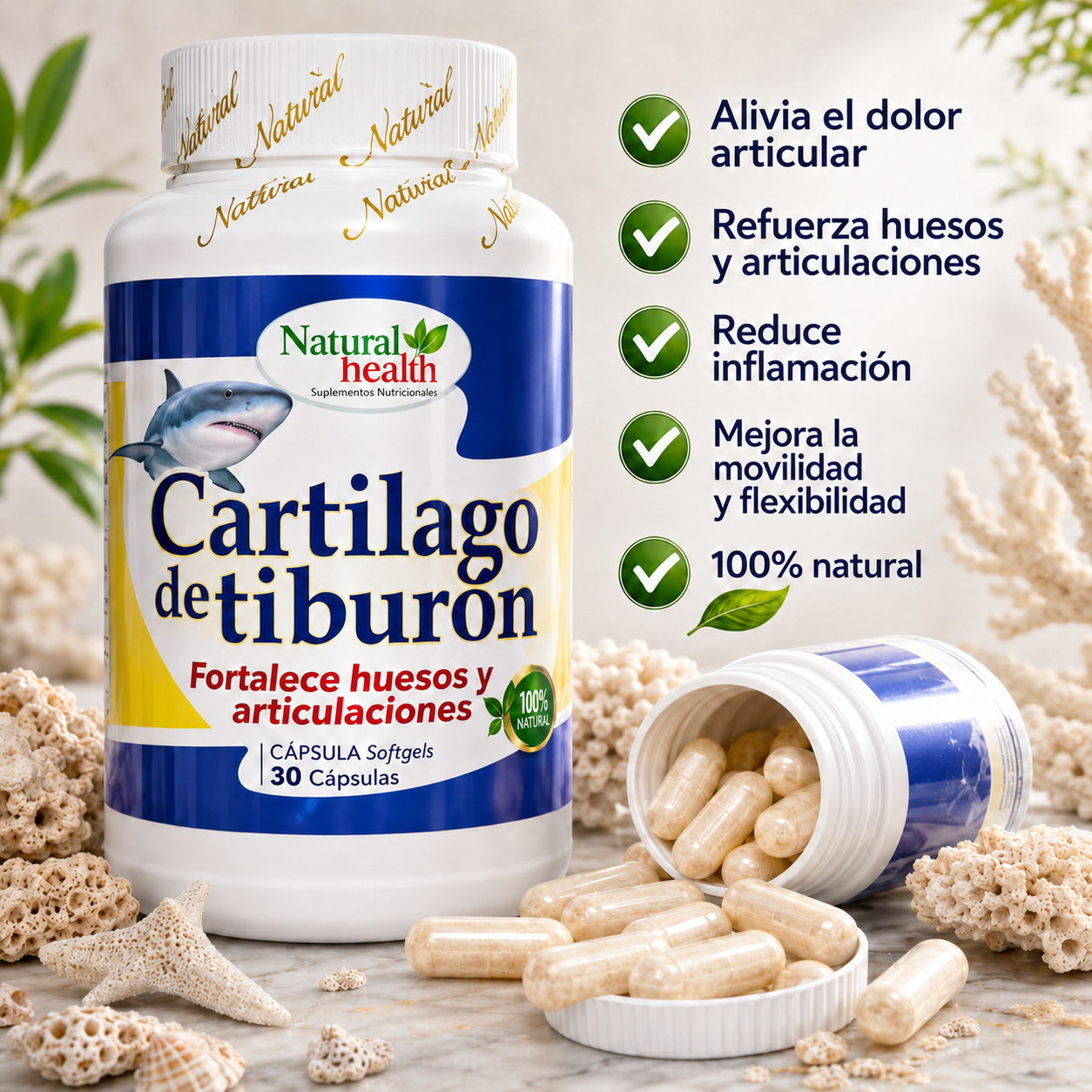 Cartílago de Tiburón Natural - 30 cápsulas